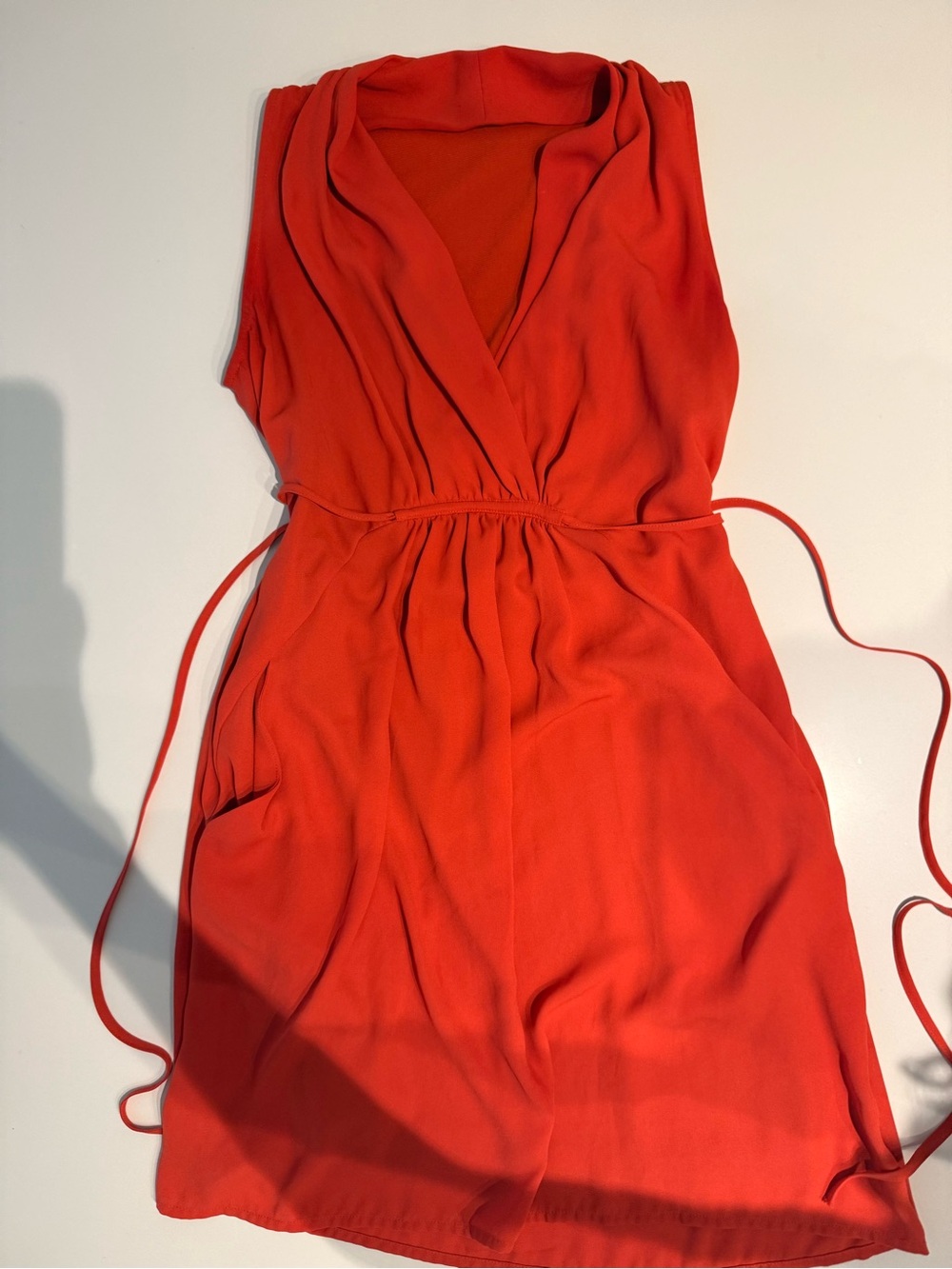 Bar III Red Sleeveless Wrap Tie Waist Mini Dress XS Bright Red Career Cocktail - Picture 8 of 10